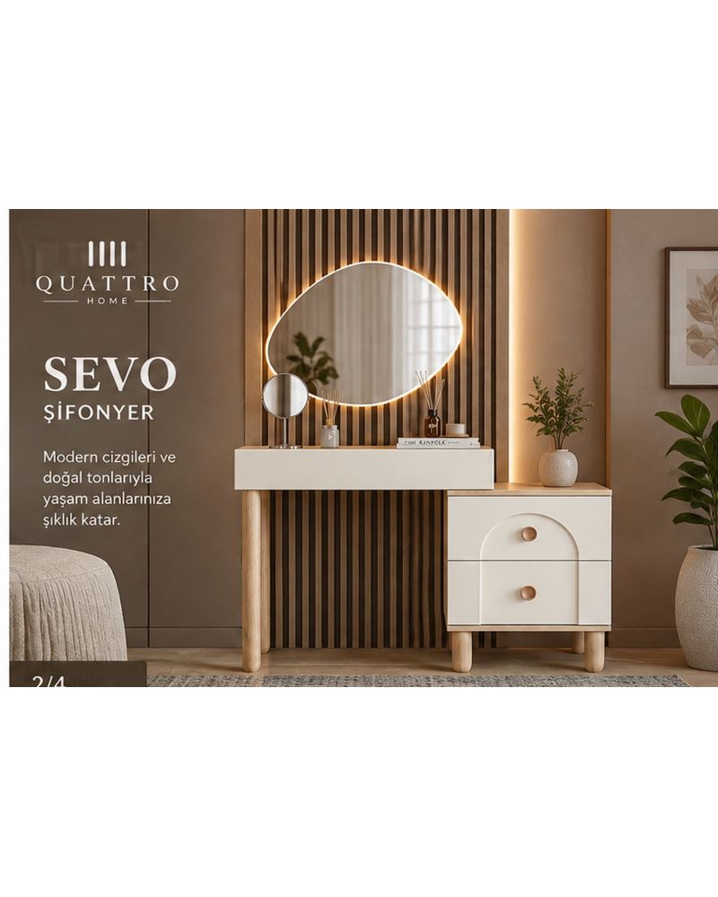 SEVO MAKYAJ MASASI-Genişlik: 120 cm  Yükseklik: 80 cm  Derinlik: 41 cm-%100 MDF