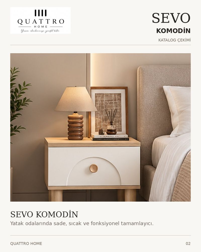 SEVO KOMODİN BEYAZ-Genişlik: 55 cm  Yükseklik: 42 cm  Derinlik: 41 cm-%100 MDF
