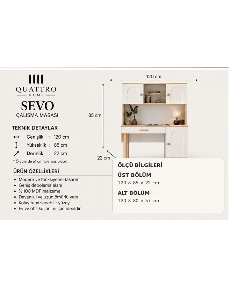 SEVO KİTAPLIKLI ÇALIŞMA MASASI- %100 MDF
