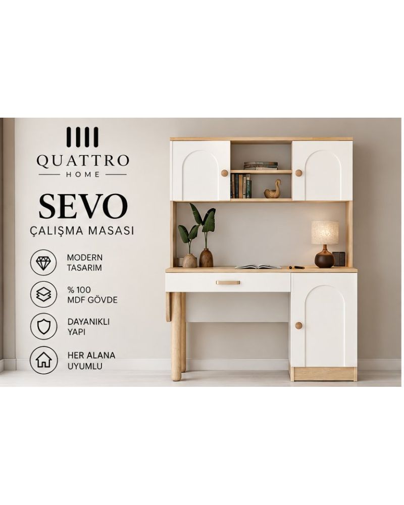SEVO KİTAPLIKLI ÇALIŞMA MASASI- %100 MDF