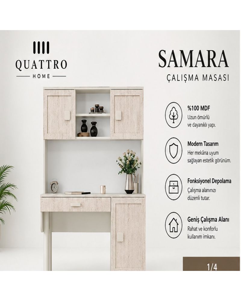 SAMARA KİTAPLIKLI ÇALIŞMA MASASI- %100 MDF