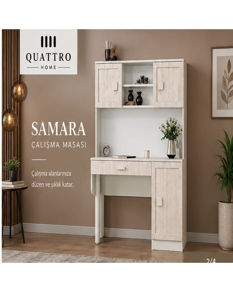 SAMARA KİTAPLIKLI ÇALIŞMA MASASI- %100 MDF