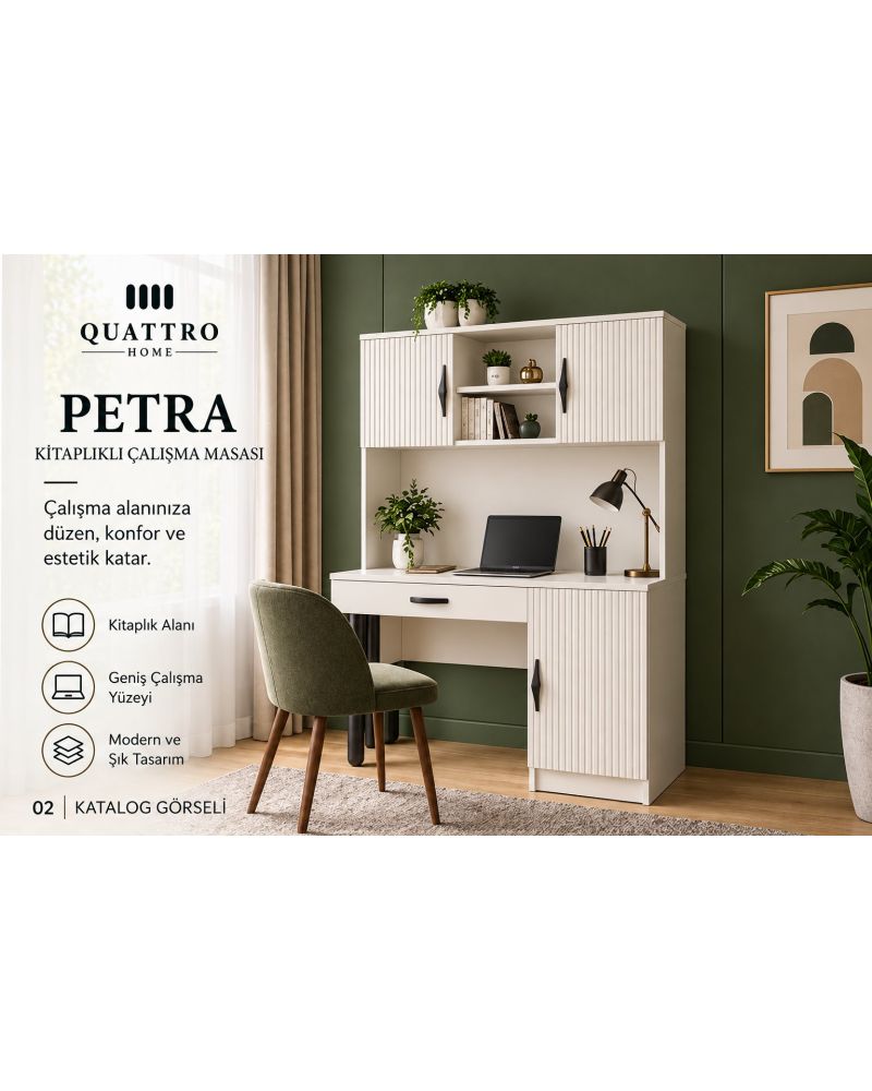 PETRA KİTAPLIKLI ÇALIŞMA MASASI- %100 MDF