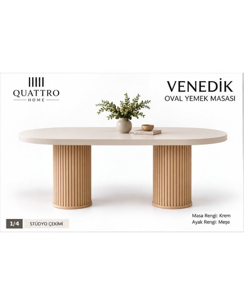 VENEDİK YEMEK MASASI-%100 MDF -180 cm, yükseklik 77 cm, derinlik 92 cm.