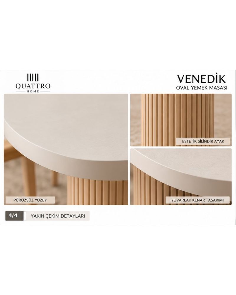 VENEDİK YEMEK MASASI-%100 MDF -180 cm, yükseklik 77 cm, derinlik 92 cm.