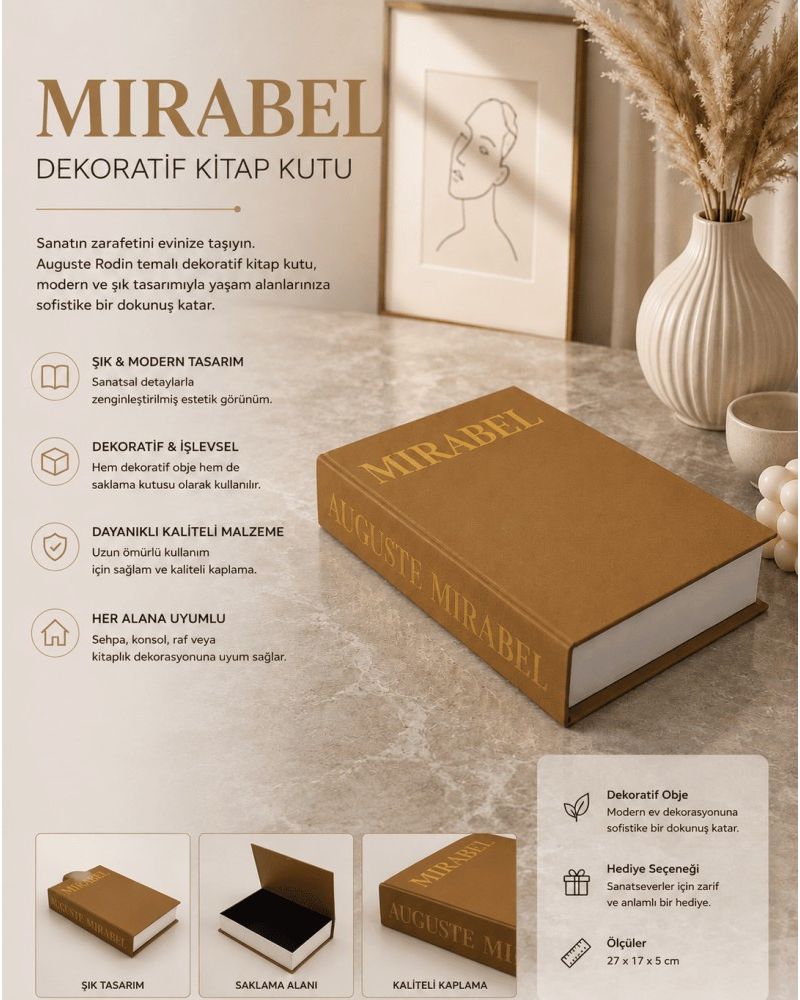 Mirabel Auguste Temalı Kahverengi Dekoratif Kitap Kutu