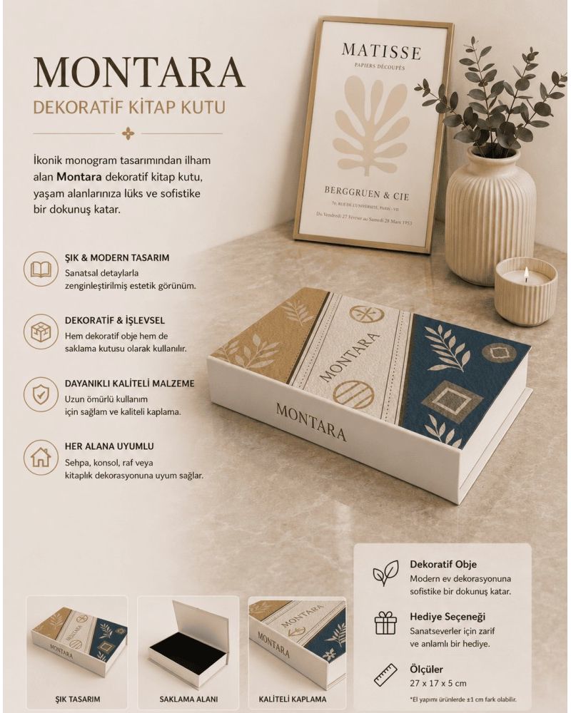 Montara Desenli Dekoratif Kitap Kutu ve Saklama Kutusu