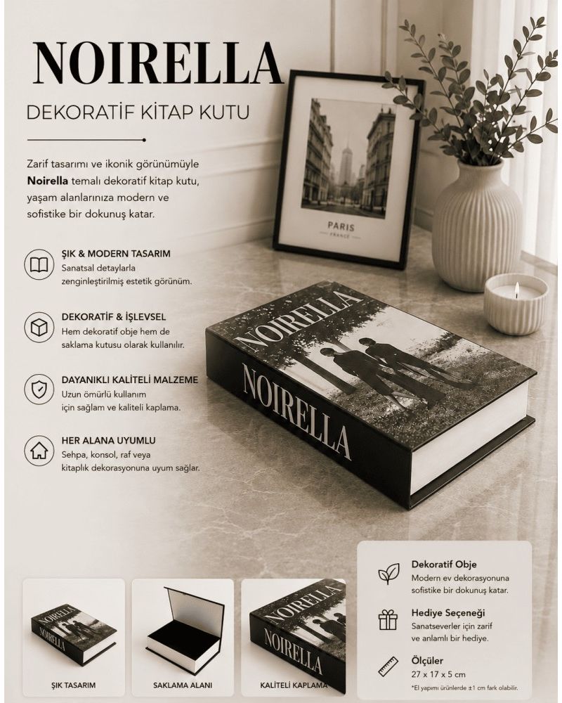 Noirella Siyah Beyaz Dekoratif Kitap Kutu