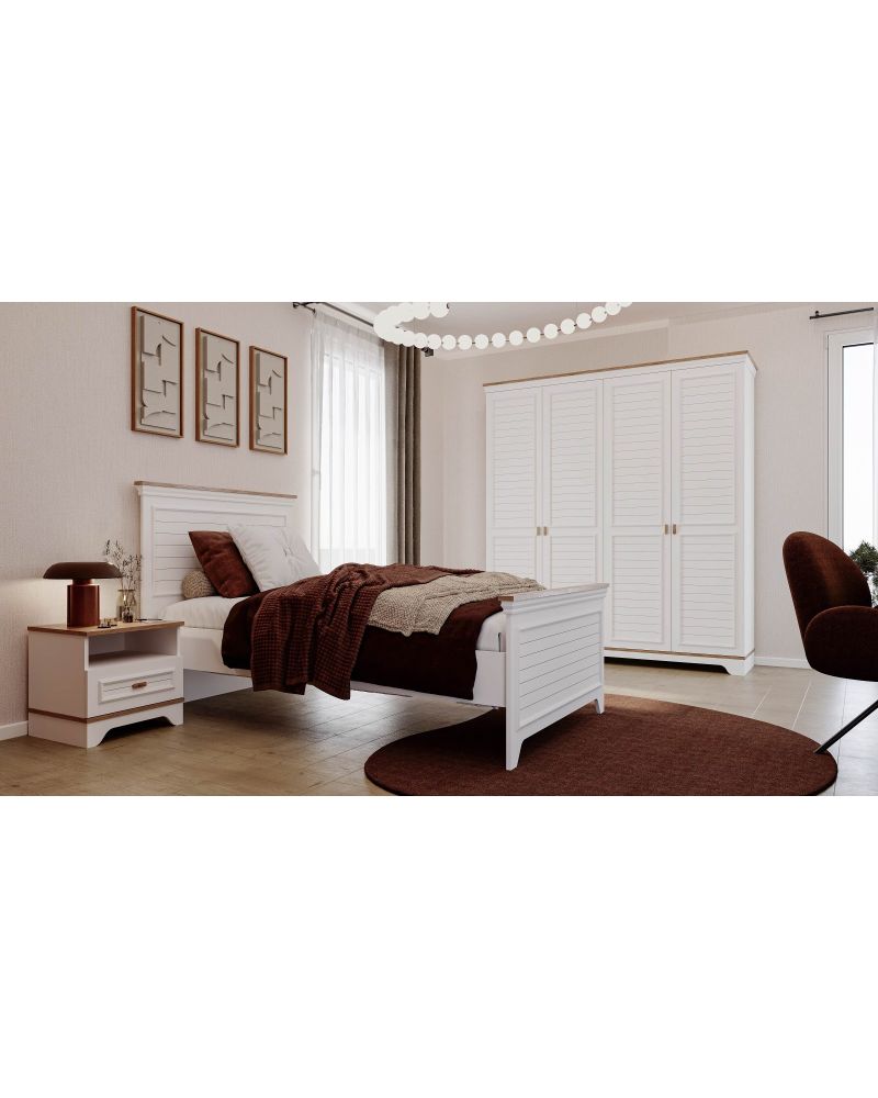Letto Genç Odası Takımı(4 Kapılı Dolap+Karyola 100x200+Komodin+Çalışma Masası ve Üst Ünite+Kitaplık+Şifonyer+ayna )