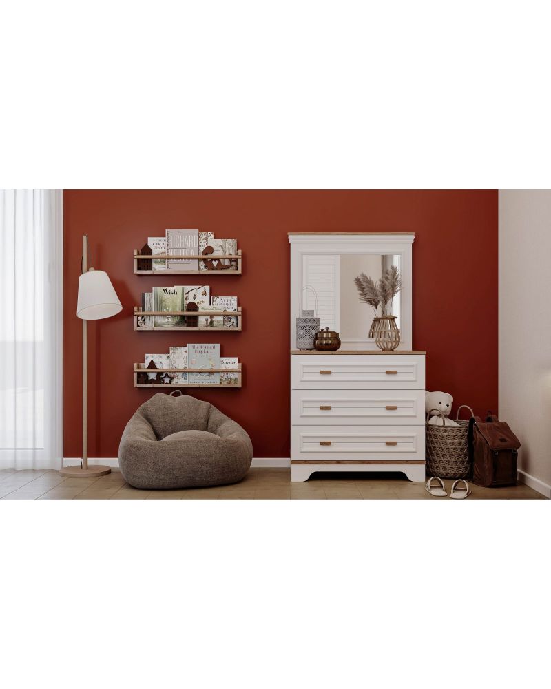 Letto Genç Odası Takımı(4 Kapılı Dolap+Karyola 100x200+Komodin+Çalışma Masası ve Üst Ünite+Kitaplık+Şifonyer+ayna )