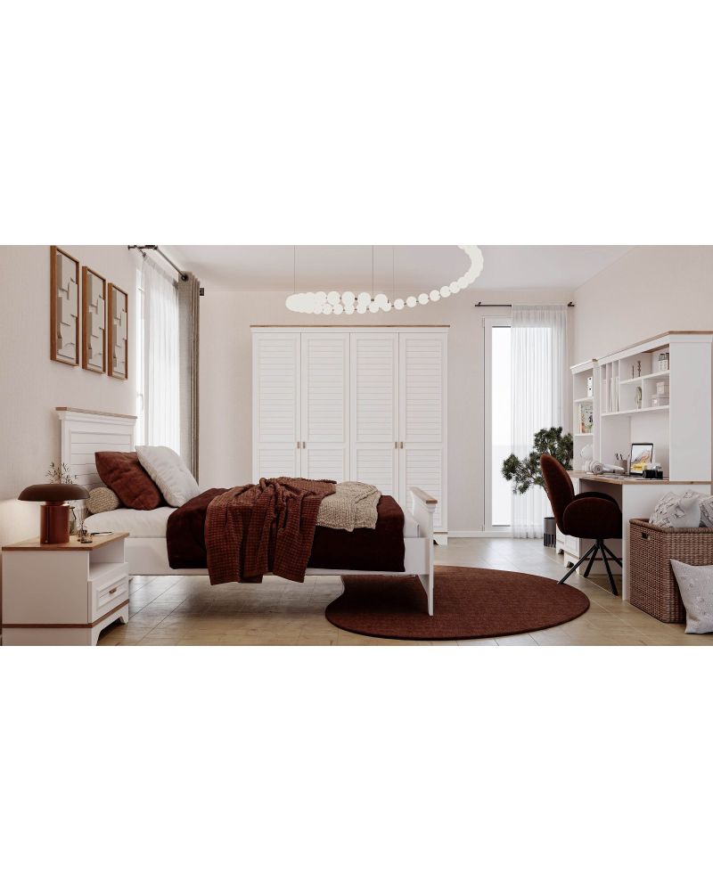 Letto Genç Odası Takımı(4 Kapılı Dolap+Karyola 100x200+Komodin+Çalışma Masası ve Üst Ünite+Kitaplık+Şifonyer+ayna )