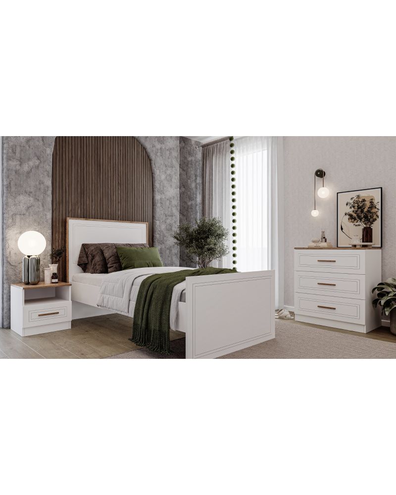 Mia Genç Odası (4 Kapılı Dolap+Karyola 100x200+Komodin+Çalışma Masası ve Üst Ünite+Kitaplık+Şifonyer )