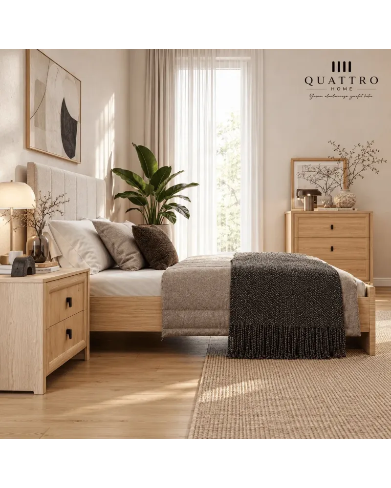 Lotus Genç Odası; karyola, gardırop, çalışma masası, kitaplık, şifonyer ve komodin