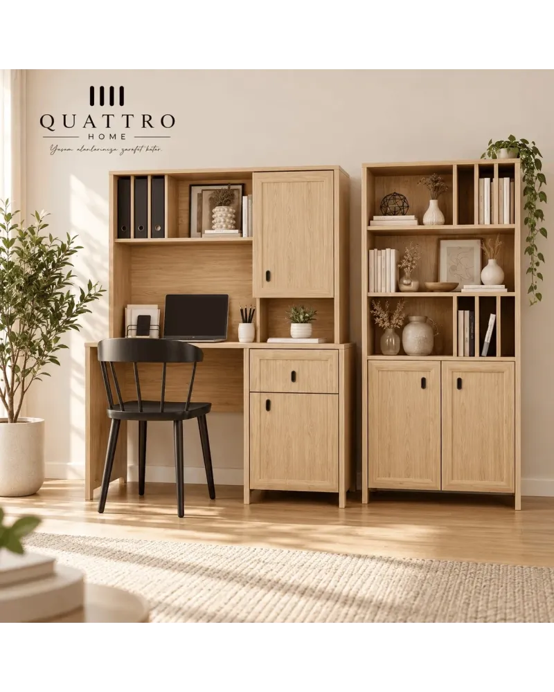Lotus Genç Odası; karyola, gardırop, çalışma masası, kitaplık, şifonyer ve komodin