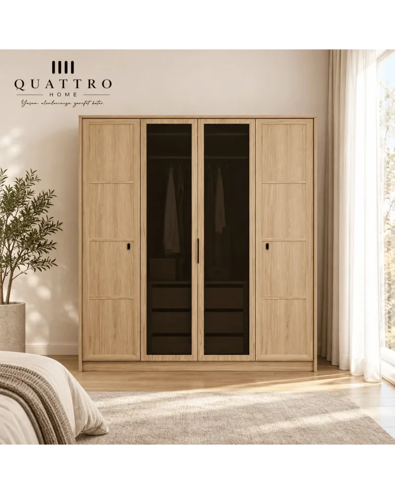 Lotus Genç Odası; karyola, gardırop, çalışma masası, kitaplık, şifonyer ve komodin