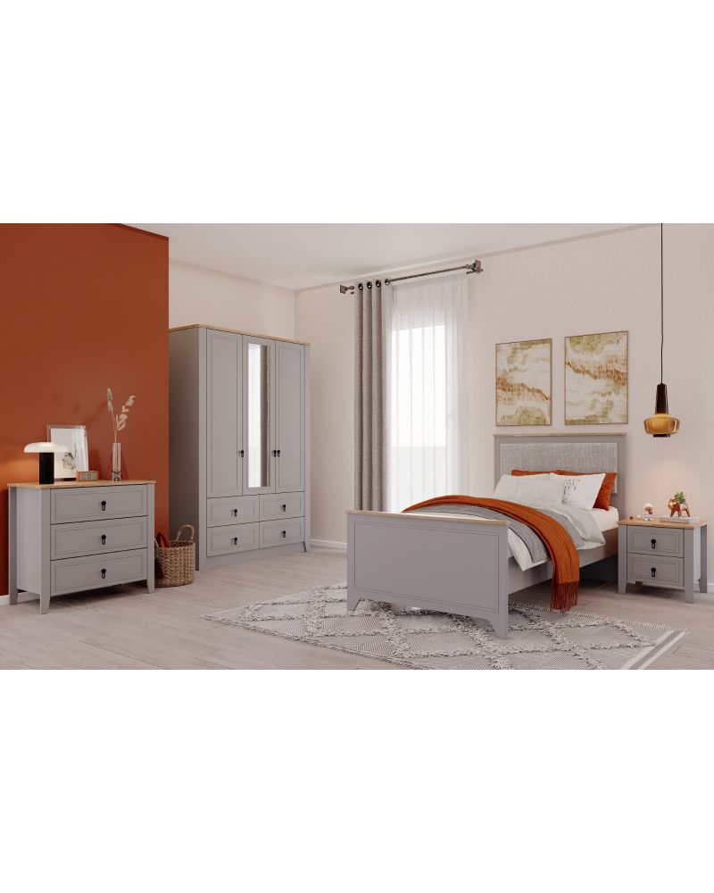 Craft Genç Odası (3 Kapılı Dolap+Karyola 100x200+Komodin+Çalışma Masası ve Üst Ünite+Kitaplık+Şifonyer+ayna )