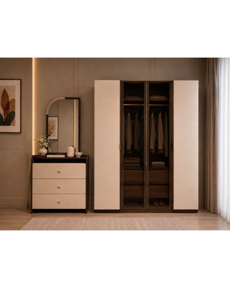 Mono Genç Odası (4 Kapılı Dolap+Karyola 100x200+Komodin+Çalışma Masası ve Üst Ünite+Kitaplık+Şifonyer+ayna )