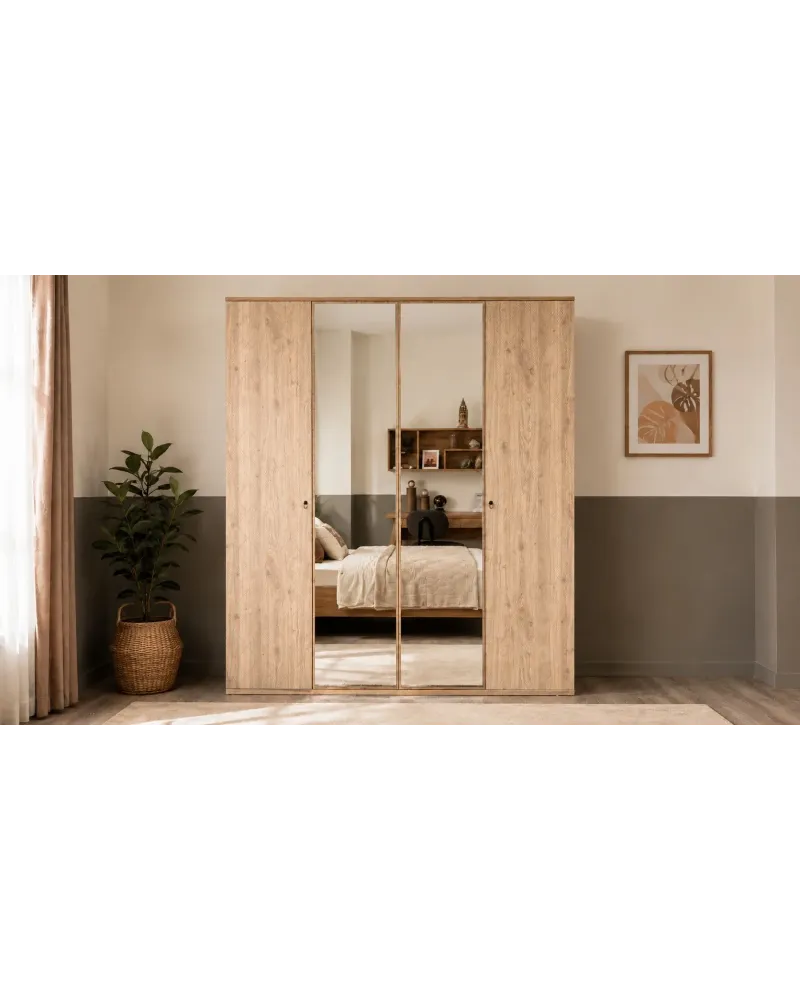 Wooden Genç Odası--3 kapılı dolap-çal masası-çal ünitesi-komidin-şifonyer-100*200 karyola-kitapılk