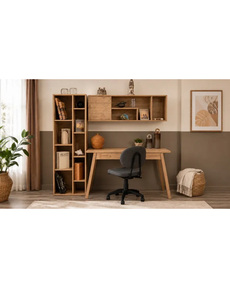 Wooden Genç Odası--3 kapılı dolap-çal masası-çal ünitesi-komidin-şifonyer-100*200 karyola-kitapılk