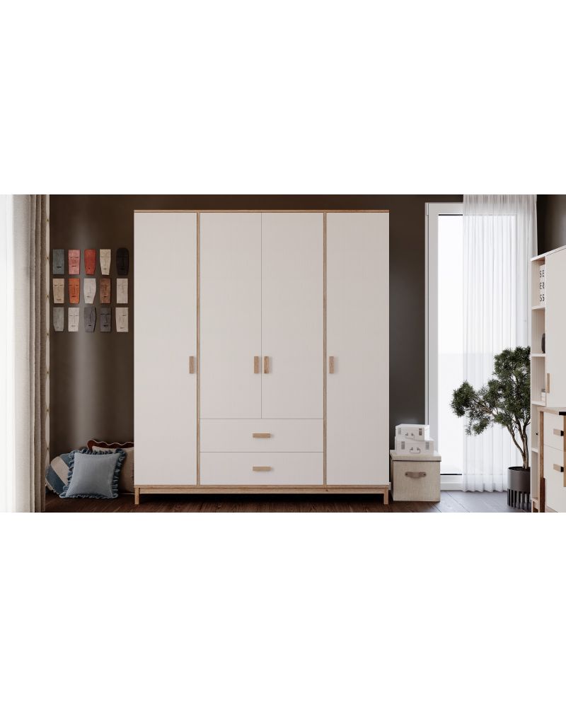 Nero Genç Odası Takımı (4 Kapılı Dolap+Karyola 100x200+Komodin+Çalışma Masası ve Üst Ünite+Kitaplık+Şifonyer+ayna )