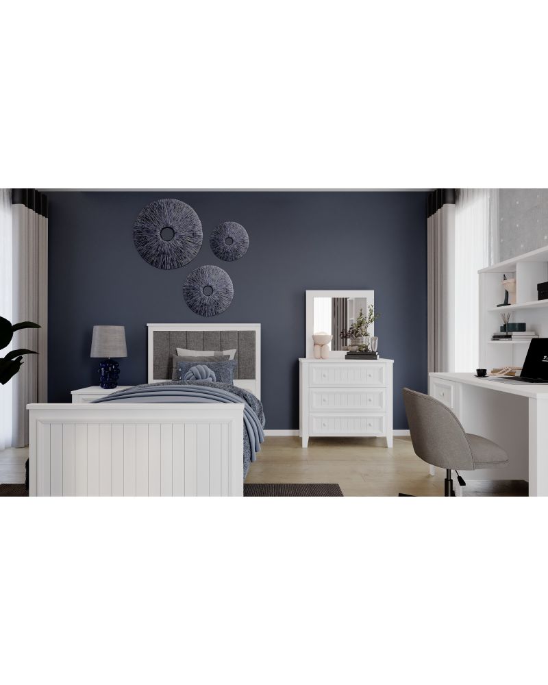 Lora Genç Odası Takımı (4 Kapılı Dolap+Karyola 100x200+Komodin+Çalışma Masası ve Üst Ünite+Kitaplık+Şifonyer+ayna )