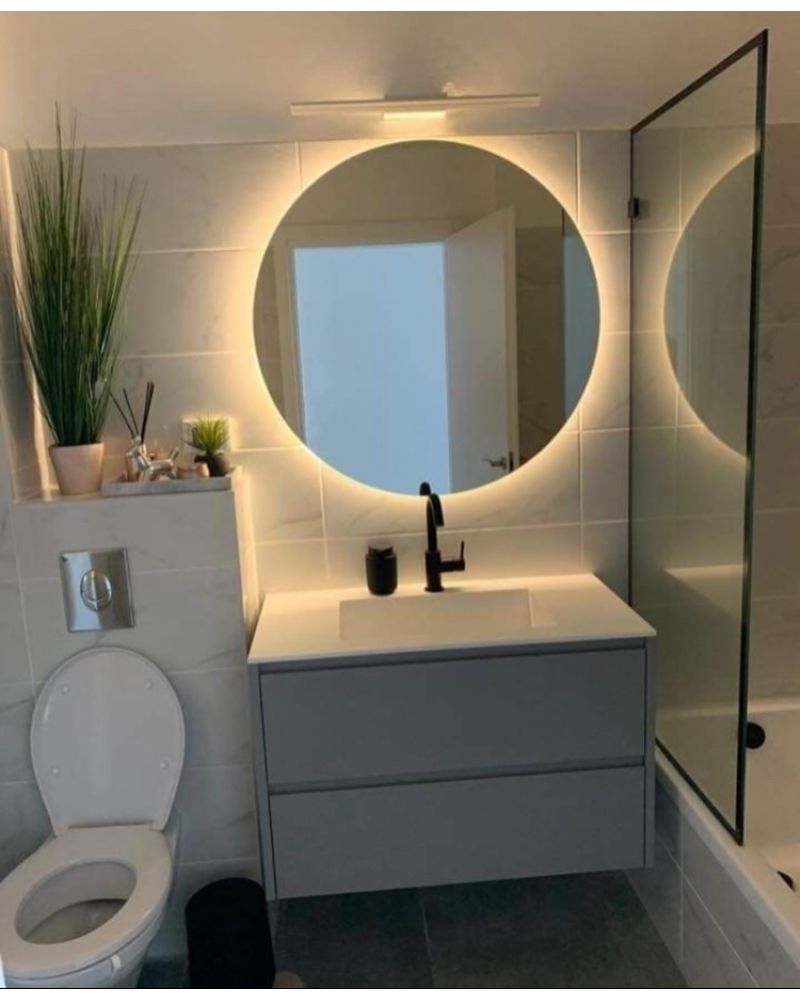 Dokunmatik Özellikli Yuvarlak LED Işıklı Banyo Aynası