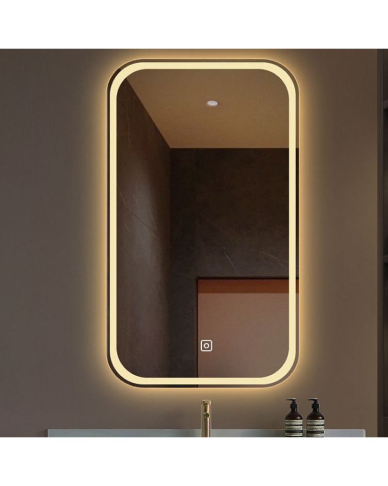 Köşe Oval LED Işıklı Banyo Aynası