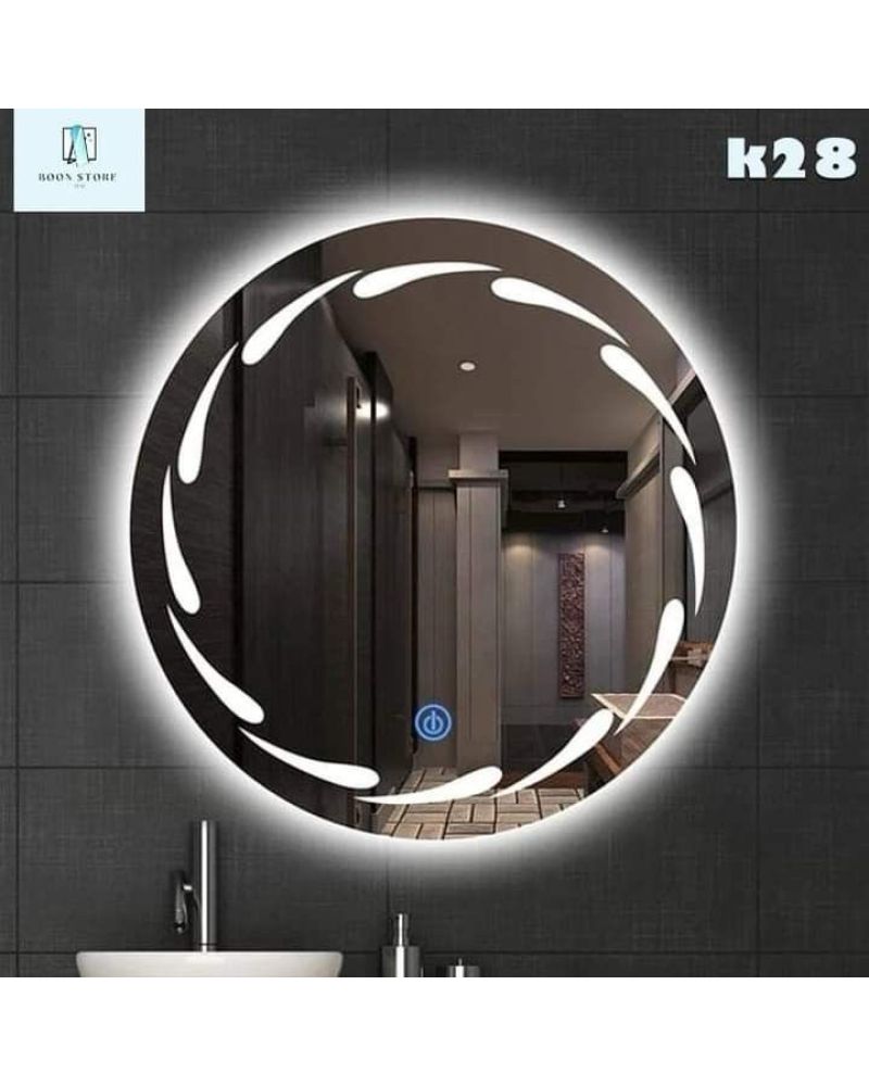 Damla LED Işıklı Yuvarlak Banyo Aynası