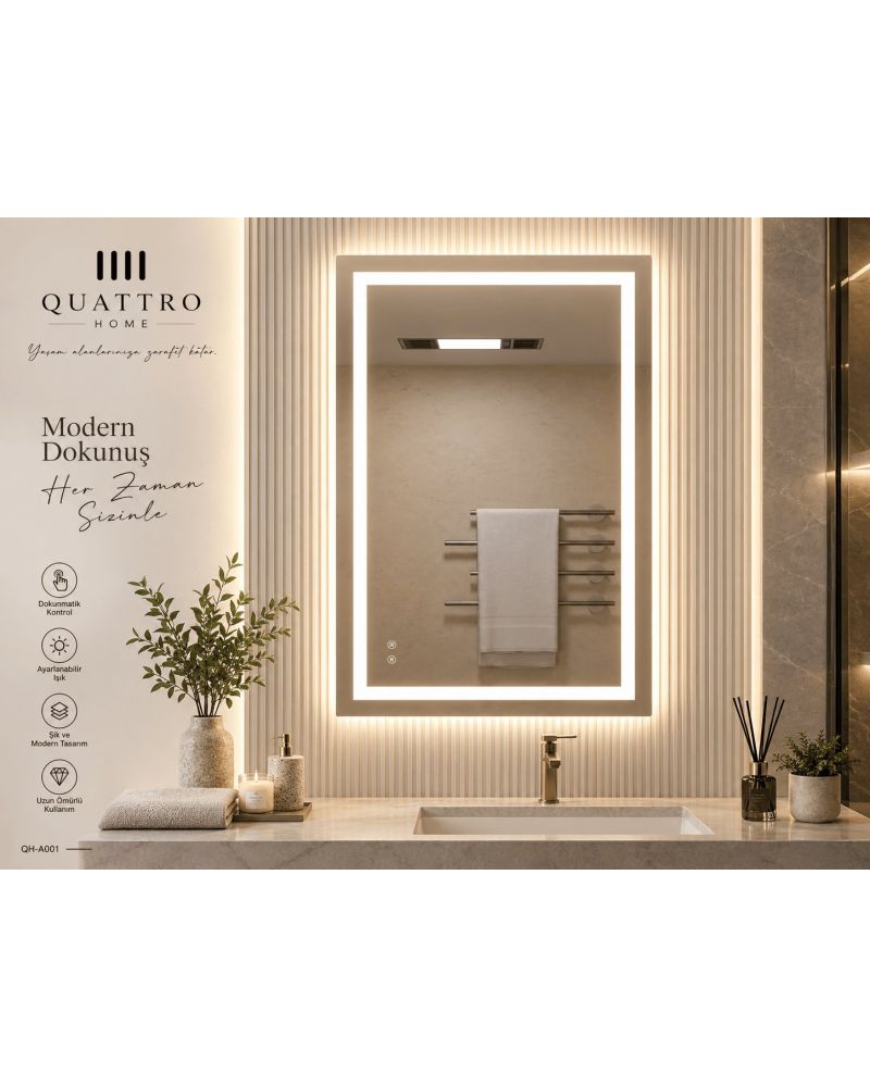 Dokunmatik Dimmer Özellikli LED Işıklı Banyo Aynası---80-60----90-70----100-80-----70-50