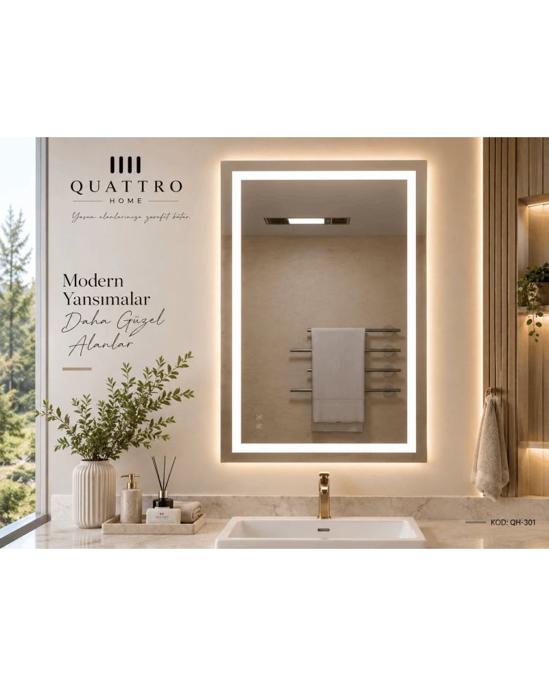 Dokunmatik Dimmer Özellikli LED Işıklı Banyo Aynası---80-60----90-70----100-80-----70-50