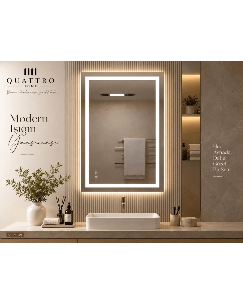 Dokunmatik Dimmer Özellikli LED Işıklı Banyo Aynası---80-60----90-70----100-80-----70-50