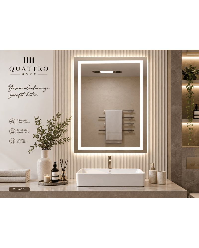 Dokunmatik Dimmer Özellikli LED Işıklı Banyo Aynası---80-60----90-70----100-80-----70-50