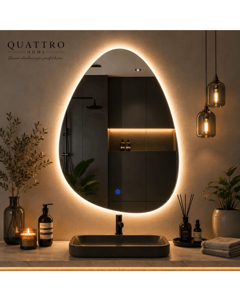 Asimetrik LED Aydınlatmalı Dekoratif Makyaj Aynası