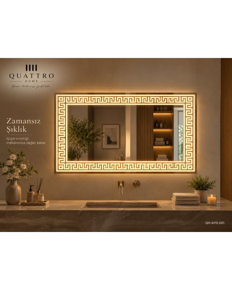 Dikdörtgen Dokunmatik Işıklı Banyo Aynası