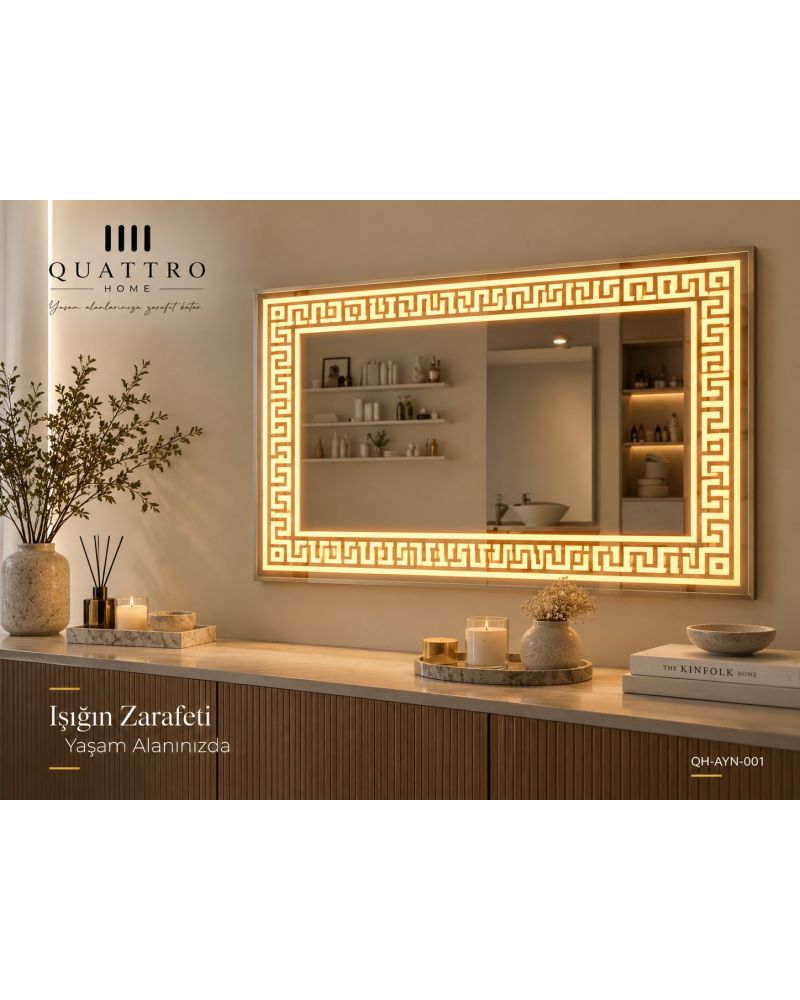 Dikdörtgen Dokunmatik Işıklı Banyo Aynası