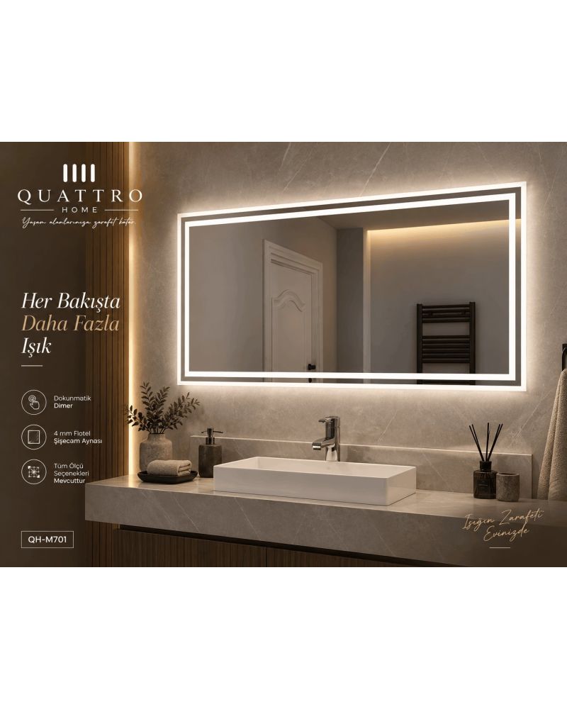 Dokunmatik Dimmer Özellikli LED Işıklı Banyo Aynası--100-80--90-70--80-60