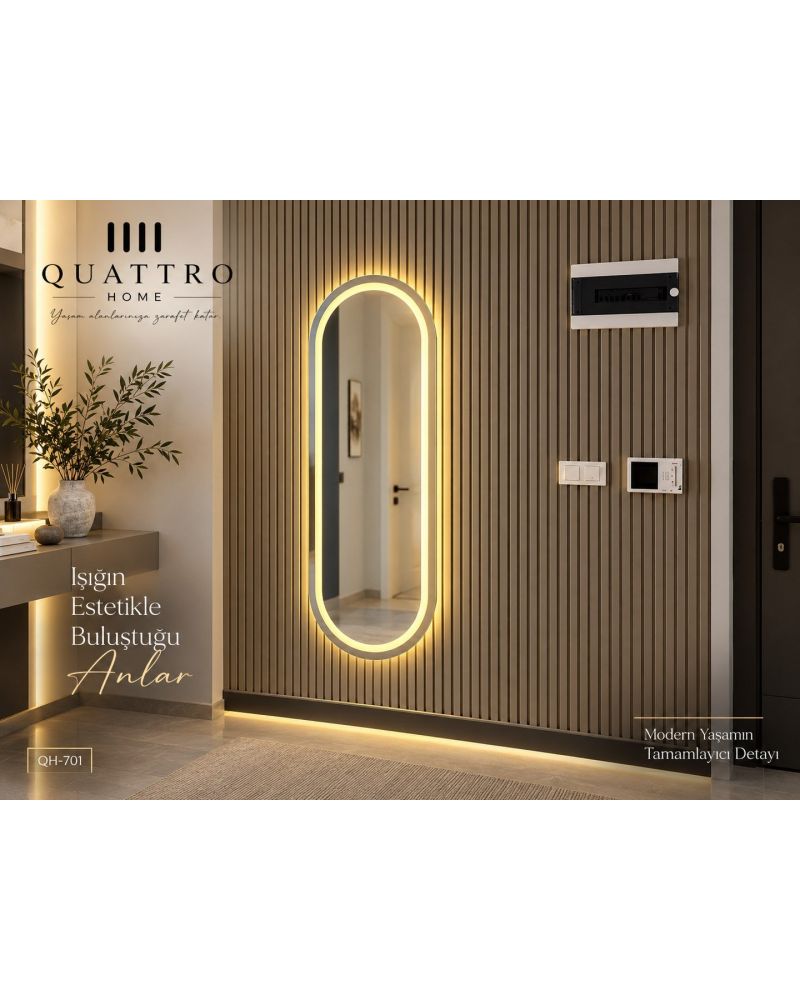 Oval Işıklı Dekoratif Ayna