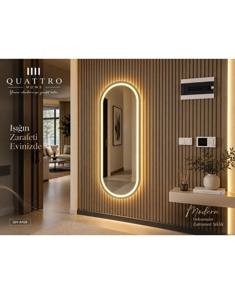 Oval Işıklı Dekoratif Ayna