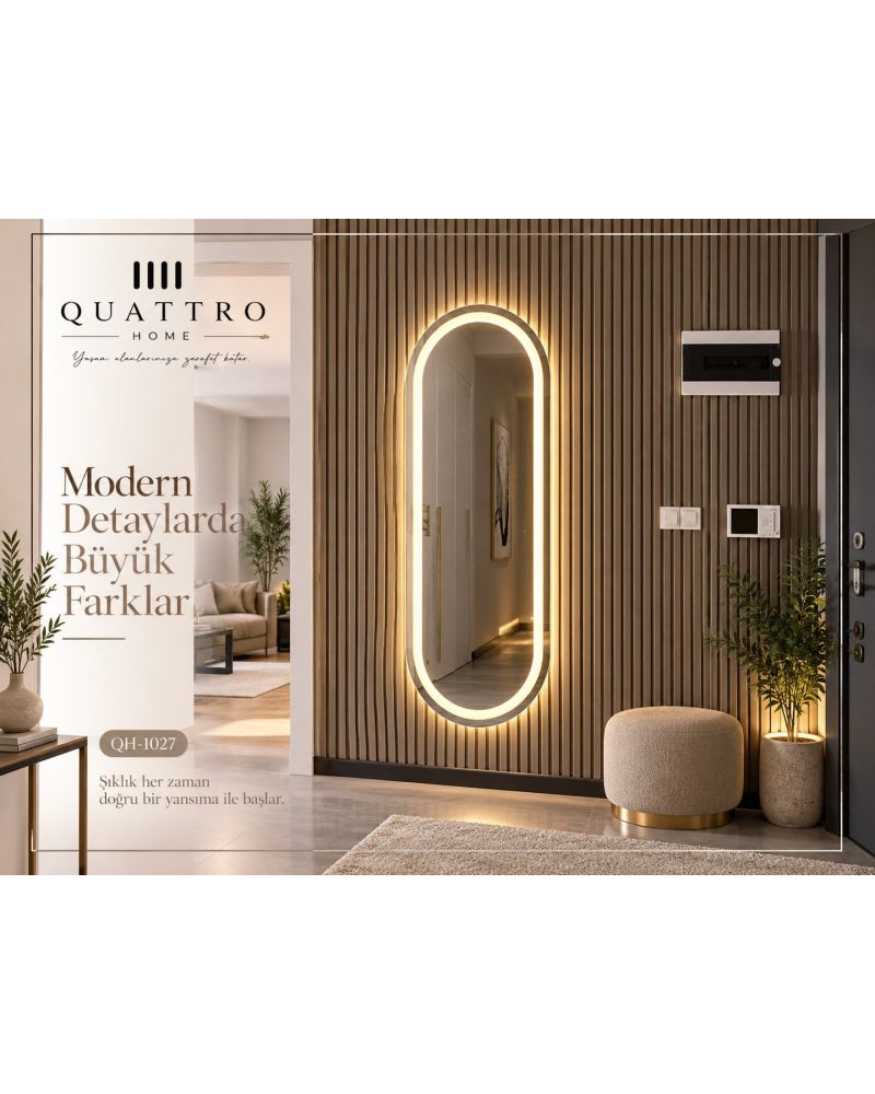 Oval Işıklı Dekoratif Ayna