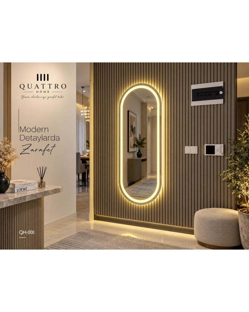 Oval Işıklı Dekoratif Ayna