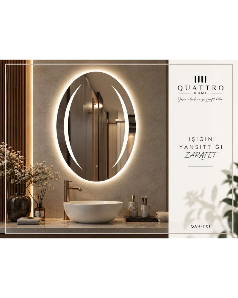 Dokunmatik Dimmer Özellikli Işıklı Oval Ayna