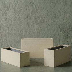 ECKIG Hafif Beton Saksı - Krem
