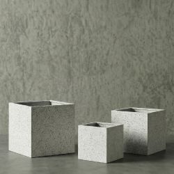 Angular Hafif Beton Saksı - Beyaz