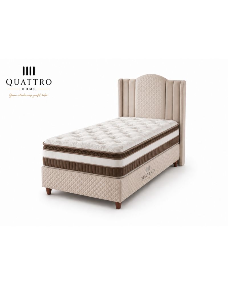 Bahama Premium Tek Kişilik Yatak Seti Ortopedik Pocket Yaylı Sandıklı Baza Başlık Takımı 30 cm