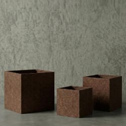 Angular Hafif Beton Saksı - Kahverengi
