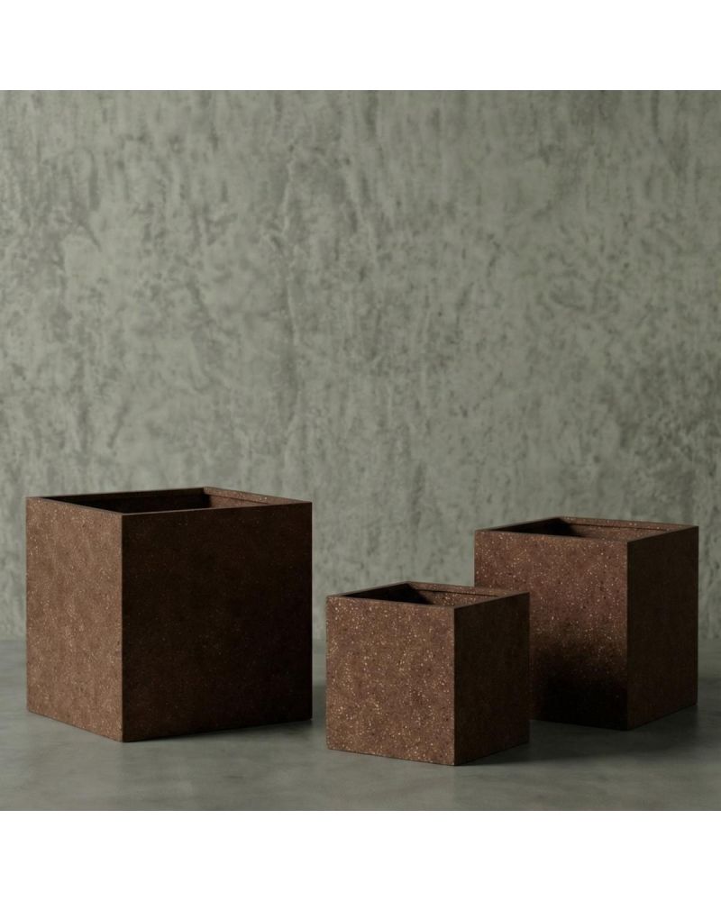 Angular Hafif Beton Saksı - Kahverengi