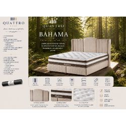 Bahama Premium Çift Kişilik Yatak Seti Ortopedik Pocket Yaylı Sandıklı Baza Başlık Takımı 30 cm