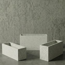 ECKIG Hafif Beton Saksı - Beyaz