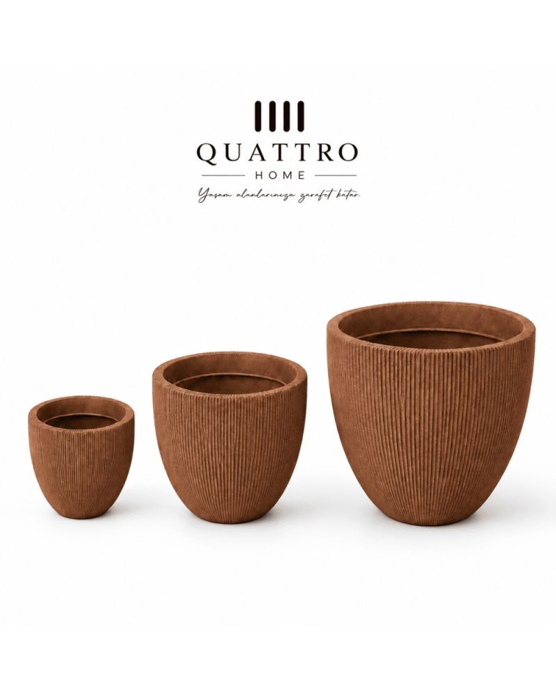 Quattro Home Terra Serisi Saksı Doğal Modern İç ve Dış Mekan Saksı
