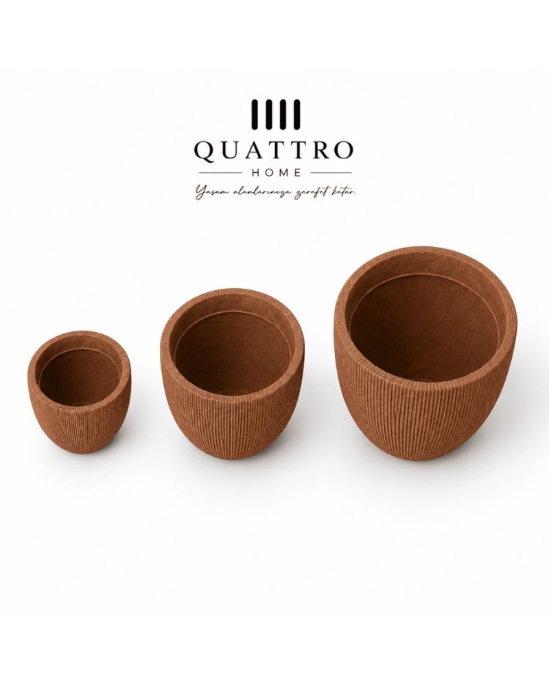 Quattro Home Terra Serisi Saksı Doğal Modern İç ve Dış Mekan Saksı